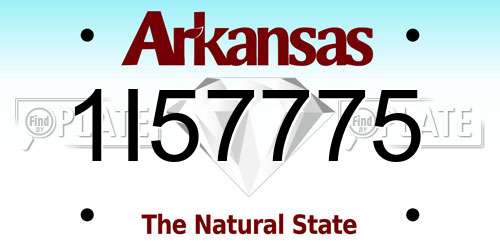 1I57775 Arkansas License Plate