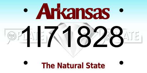 1I71828 Arkansas License Plate