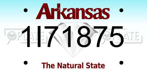 1I71875 Arkansas License Plate