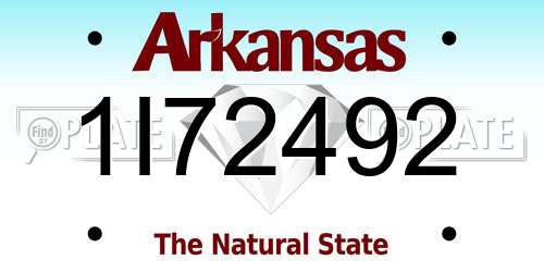 1I72492 Arkansas License Plate