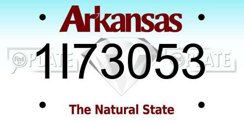 1I73053 Arkansas License Plate