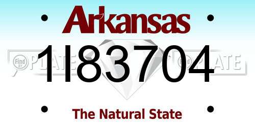 1I83704 Arkansas License Plate