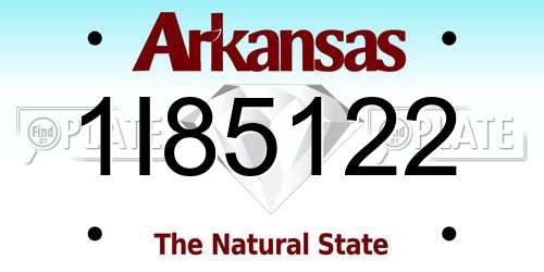 1I85122 Arkansas License Plate