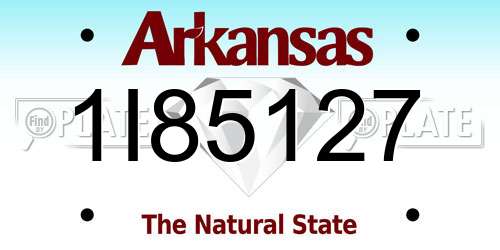 1I85127 Arkansas License Plate