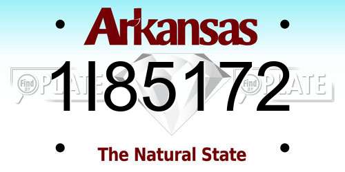 1I85172 Arkansas License Plate