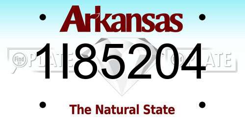 1I85204 Arkansas License Plate