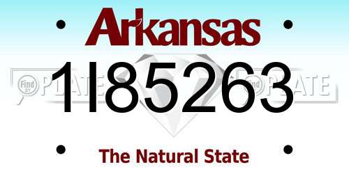 1I85263 Arkansas License Plate