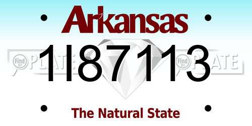 1I87113 Arkansas License Plate