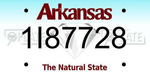 1I87728 Arkansas License Plate