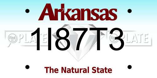 1I87T3 Arkansas License Plate