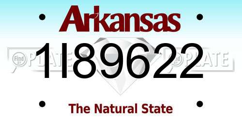 1I89622 Arkansas License Plate