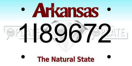 1I89672 Arkansas License Plate