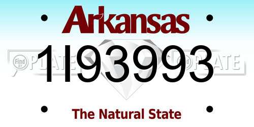 1I93993 Arkansas License Plate