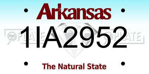 1IA2952 Arkansas License Plate