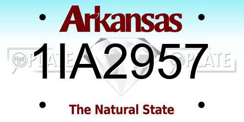 1IA2957 Arkansas License Plate
