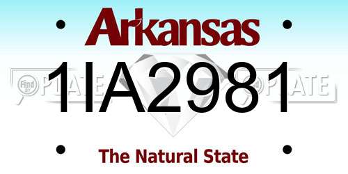 1IA2981 Arkansas License Plate