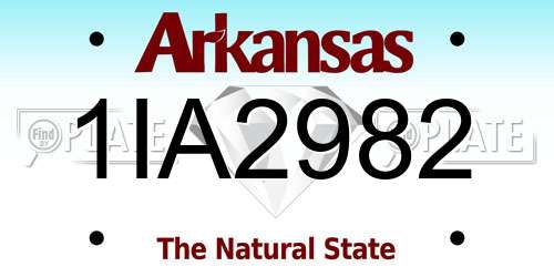 1IA2982 Arkansas License Plate