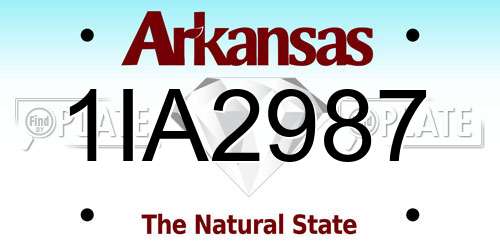 1IA2987 Arkansas License Plate