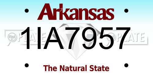 1IA7957 Arkansas License Plate