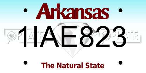 1IAE823 Arkansas License Plate