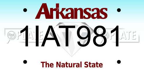 1IAT981 Arkansas License Plate