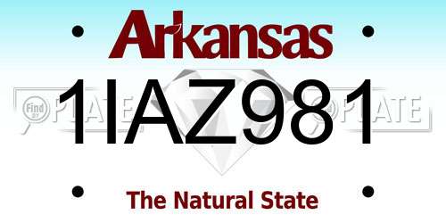 1IAZ981 Arkansas License Plate