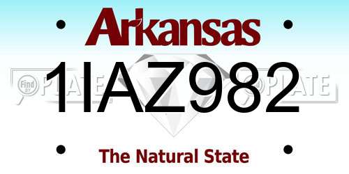 1IAZ982 Arkansas License Plate