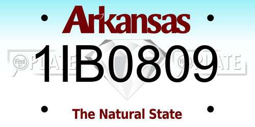 1IB0809 Arkansas License Plate