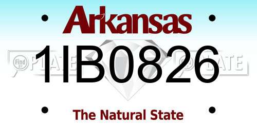 1IB0826 Arkansas License Plate