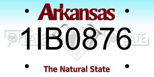 1IB0876 Arkansas License Plate
