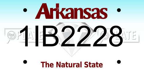 1IB2228 Arkansas License Plate