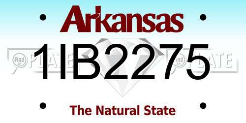 1IB2275 Arkansas License Plate