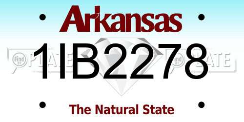 1IB2278 Arkansas License Plate