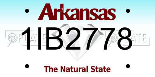 1IB2778 Arkansas License Plate