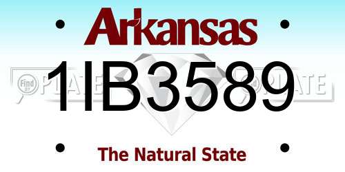 1IB3589 Arkansas License Plate