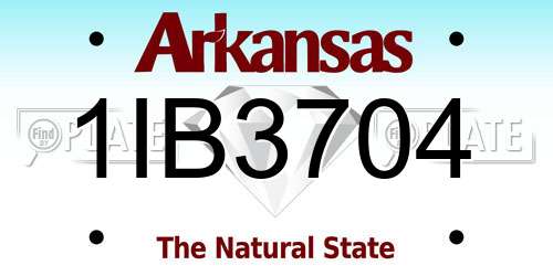 1IB3704 Arkansas License Plate