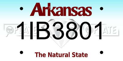 1IB3801 Arkansas License Plate