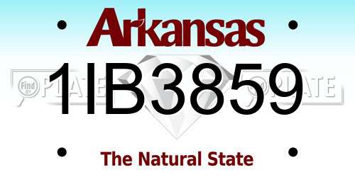 1IB3859 Arkansas License Plate