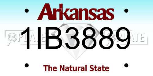 1IB3889 Arkansas License Plate