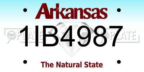 1IB4987 Arkansas License Plate