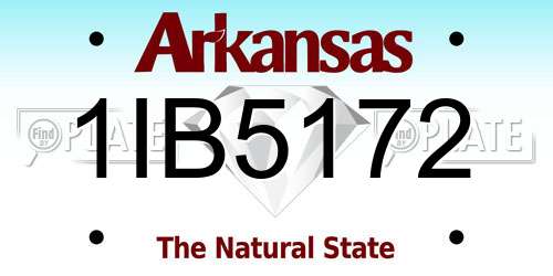 1IB5172 Arkansas License Plate