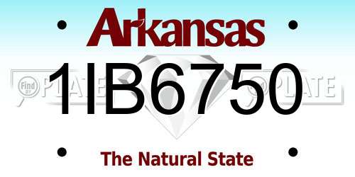 1IB6750 Arkansas License Plate