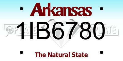 1IB6780 Arkansas License Plate