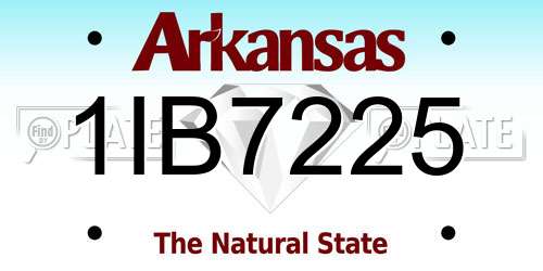 1IB7225 Arkansas License Plate