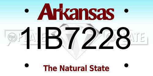 1IB7228 Arkansas License Plate