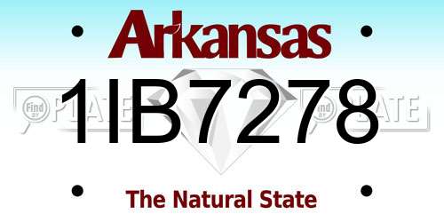 1IB7278 Arkansas License Plate