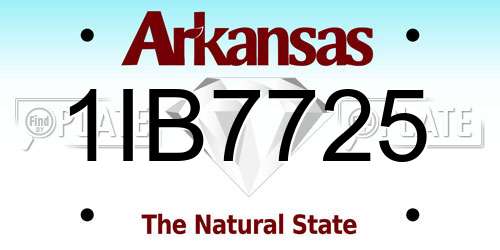 1IB7725 Arkansas License Plate