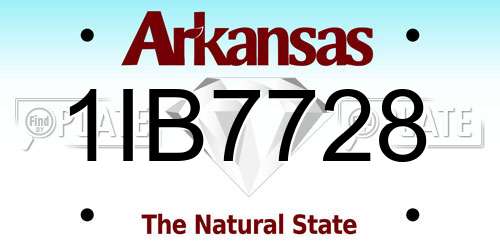 1IB7728 Arkansas License Plate