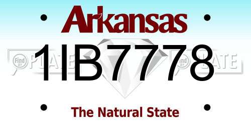 1IB7778 Arkansas License Plate