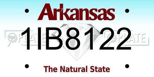 1IB8122 Arkansas License Plate